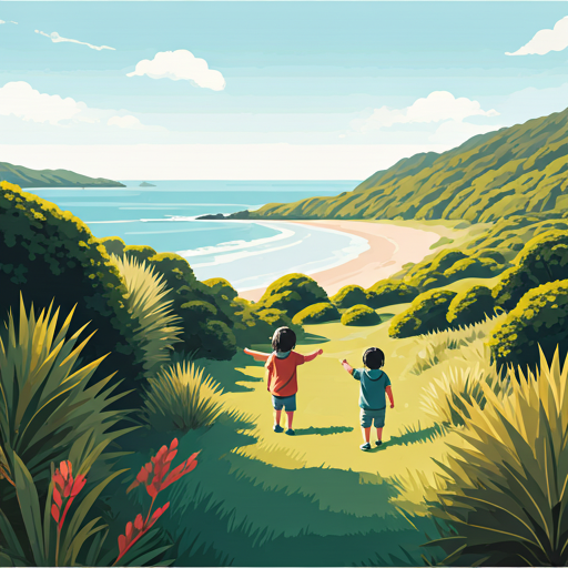 Children exploring New Zealand nature