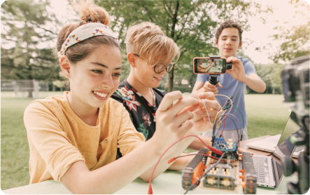 Children participating in activities outdoors