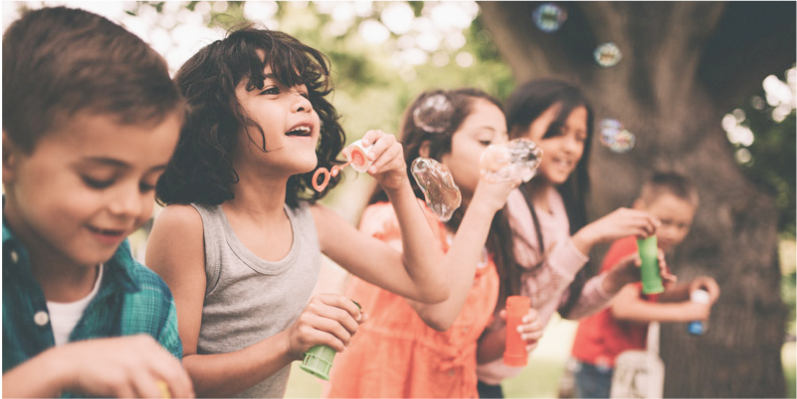 Group of children with activity providers