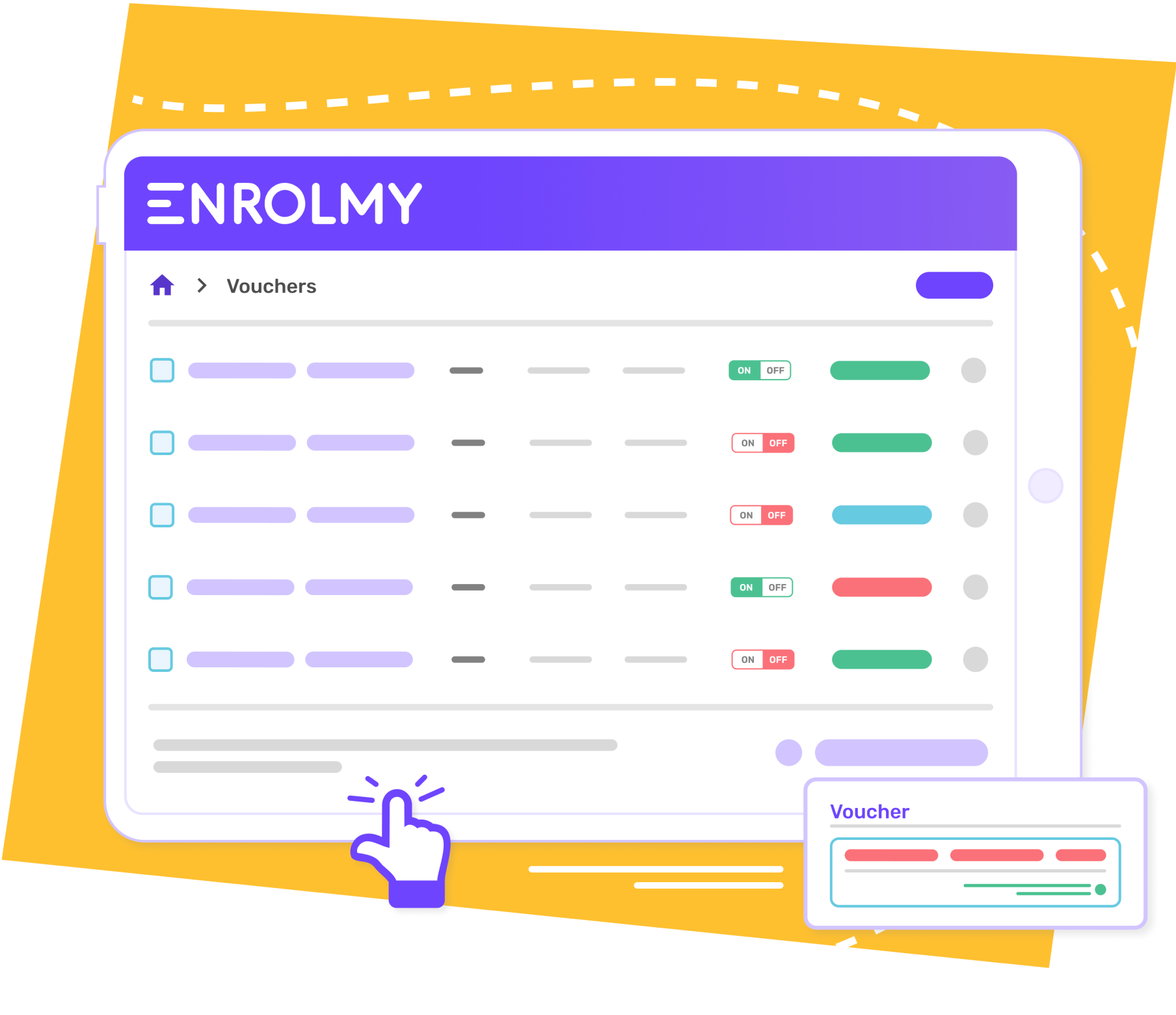 Enrolmy application interface showing childcare management